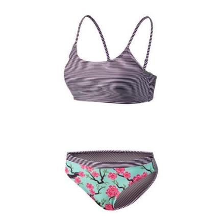 BECO strappy bustier bikini, B-cup, soft cups, zwart/multi color