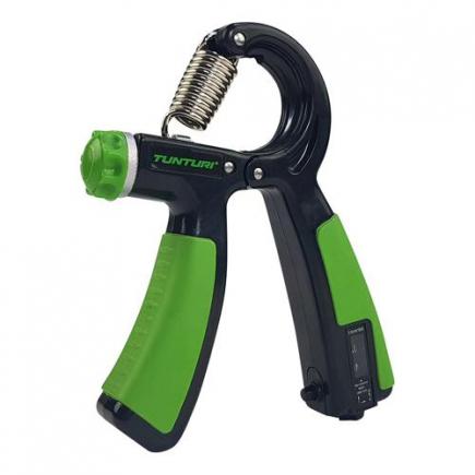 Tunturi handknijper instelbaar met teller, 10-40 kg, zwart/groen