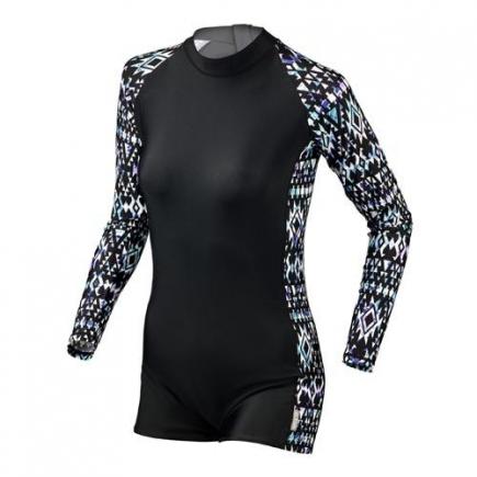 BECO badpak, lange mouwen, zwart/multi color