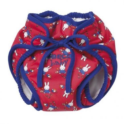 BECO zwemluier, luier-vorm, rood konijnen motief