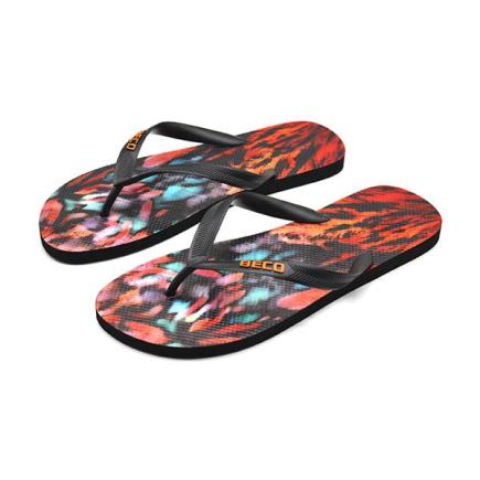 BECO heren teenslippers | zwart/multi color