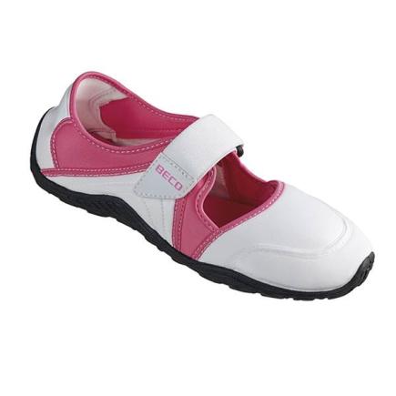 BECO neopreen waterschoenen | klittenband | wit/roze