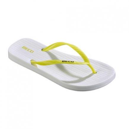 BECO dames teenslippers Sunshine | wit/geel