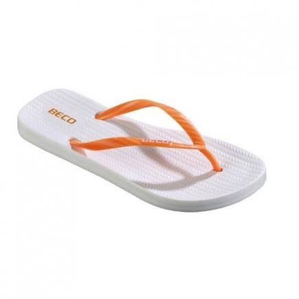 BECO dames teenslippers Sunshine | wit/oranje