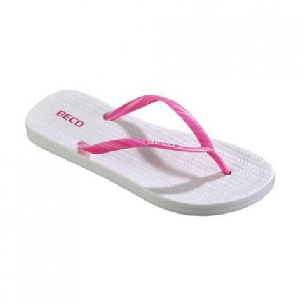 BECO dames teenslippers Sunshine | wit/roze
