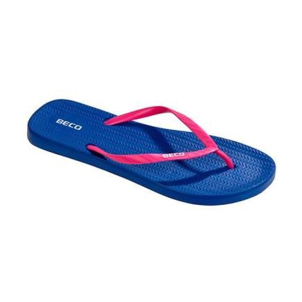 Beco dames teenslippers Sunshine | donkerblauw/roze