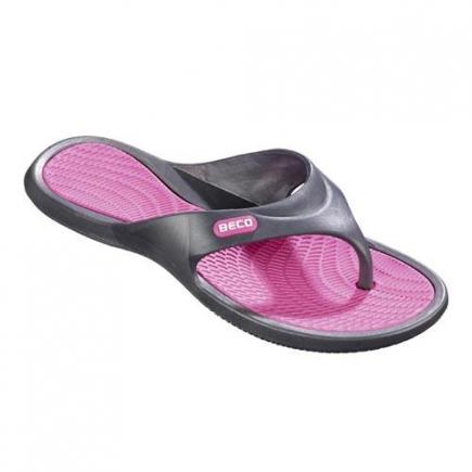 BECO dames teenslippers | zwart/roze