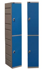 Kunststof locker K2, inclusief cilinderslot, inclusief kledingstang, 32x45x186 cm