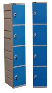 Kunststof locker K4, inclusief cilinderslot, 32x45x186 cm