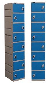 Kunststof locker K8, inclusief cilinderslot, 32x45x186 cm