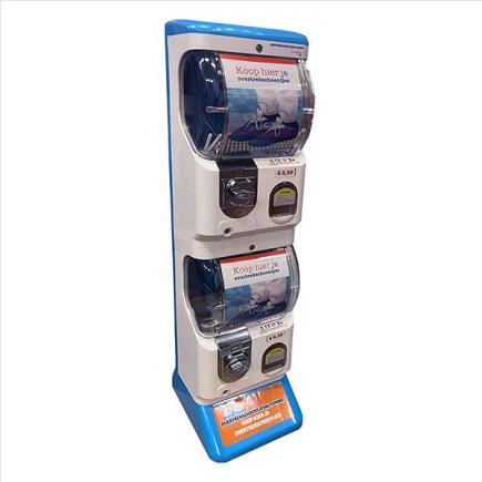 Overtrekschoentjesautomaat TS2, blauw, munt inworp € 0,50