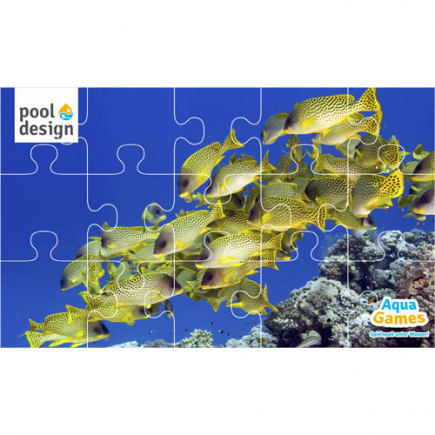 Onderwater puzzel gele vissen, 300x150 cm, 15-delig